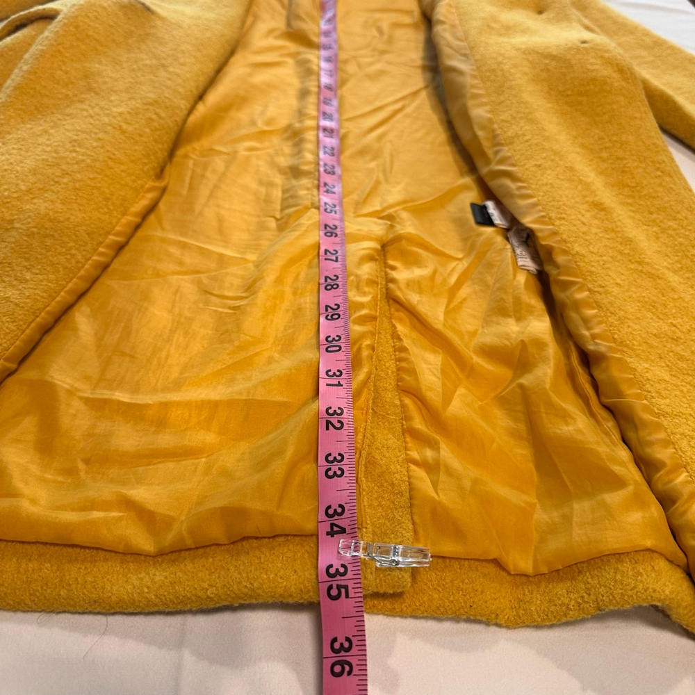 Sam Edelman | Mustard Ochre Wool Blend Walker Coat XS | Tailored Minimal Luxe - Picture 9 of 12